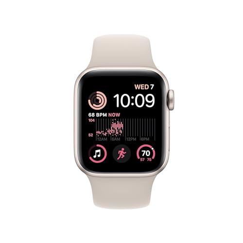 Apple Watch SE 2nd Generation (GPS) 40mm Starlight Aluminum Case with Starlight Sport Band - S/M - MR9U3LL/A