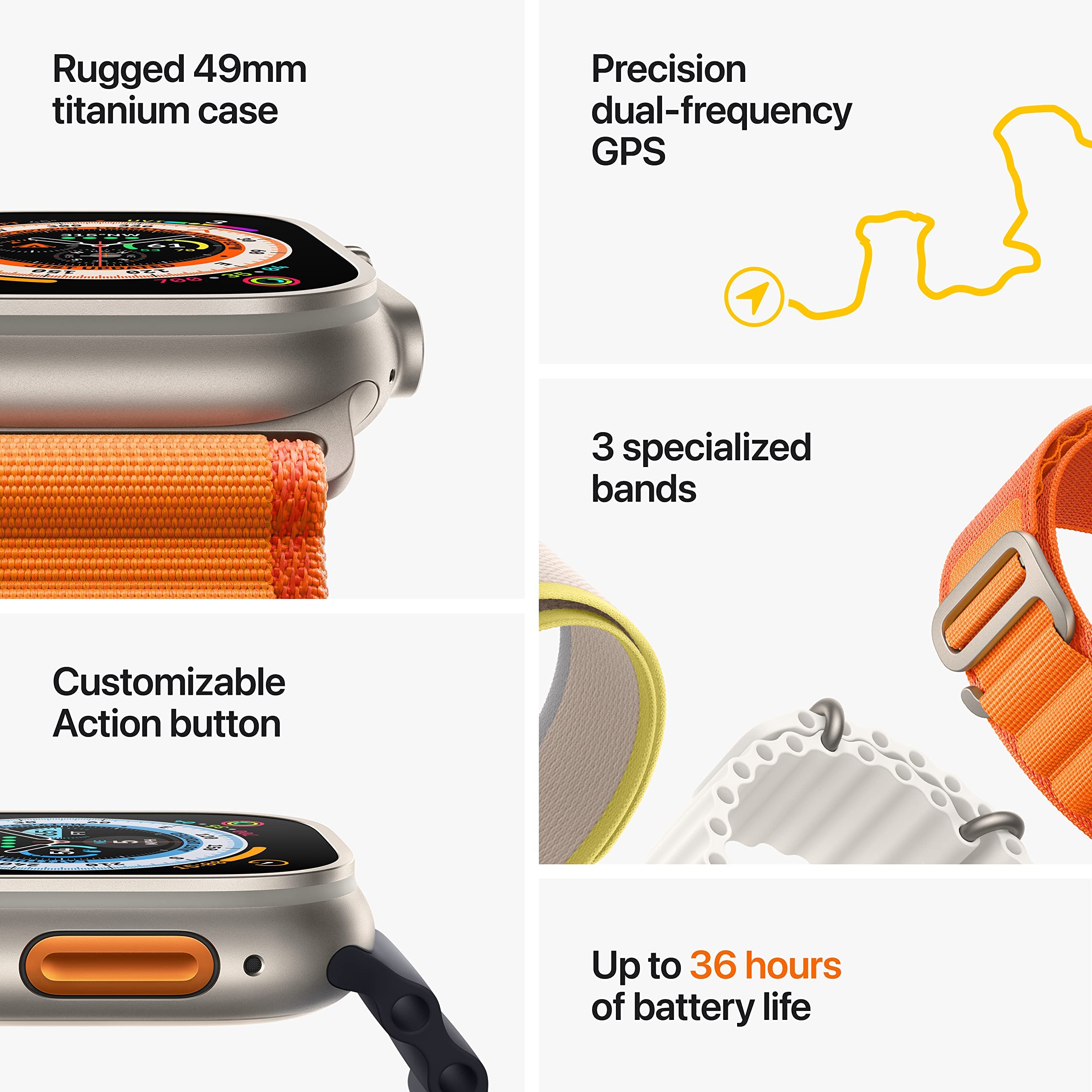Apple Watch Ultra [GPS + Cellular 49mm] Titanium Case with Green Alpine Loop, Large - MQEX3LL/A