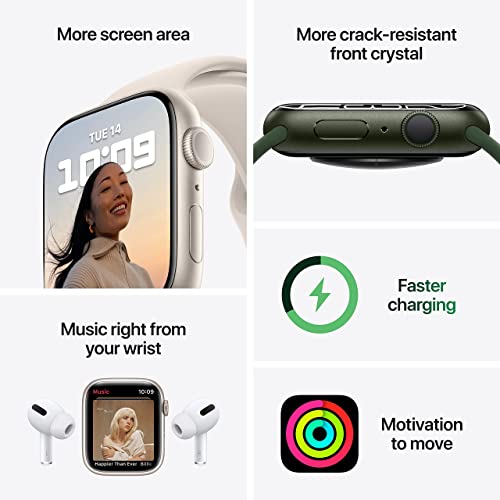 Apple Watch Series 7 (GPS, 41mm) Midnight Aluminum Case with Midnight Sport Band, Regular - MKMX3LL/A